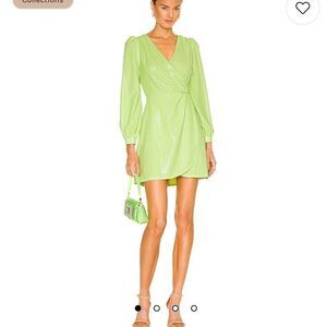 Olivia Rubin x Revolve Meg Long Sleeve Sequins Dress in Green.Size 2